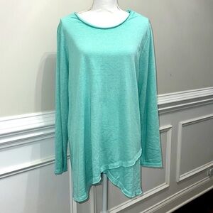 Soft Surroundings Cotton Blend Scoop Neck Long Sleeve Layered Front top size 1X